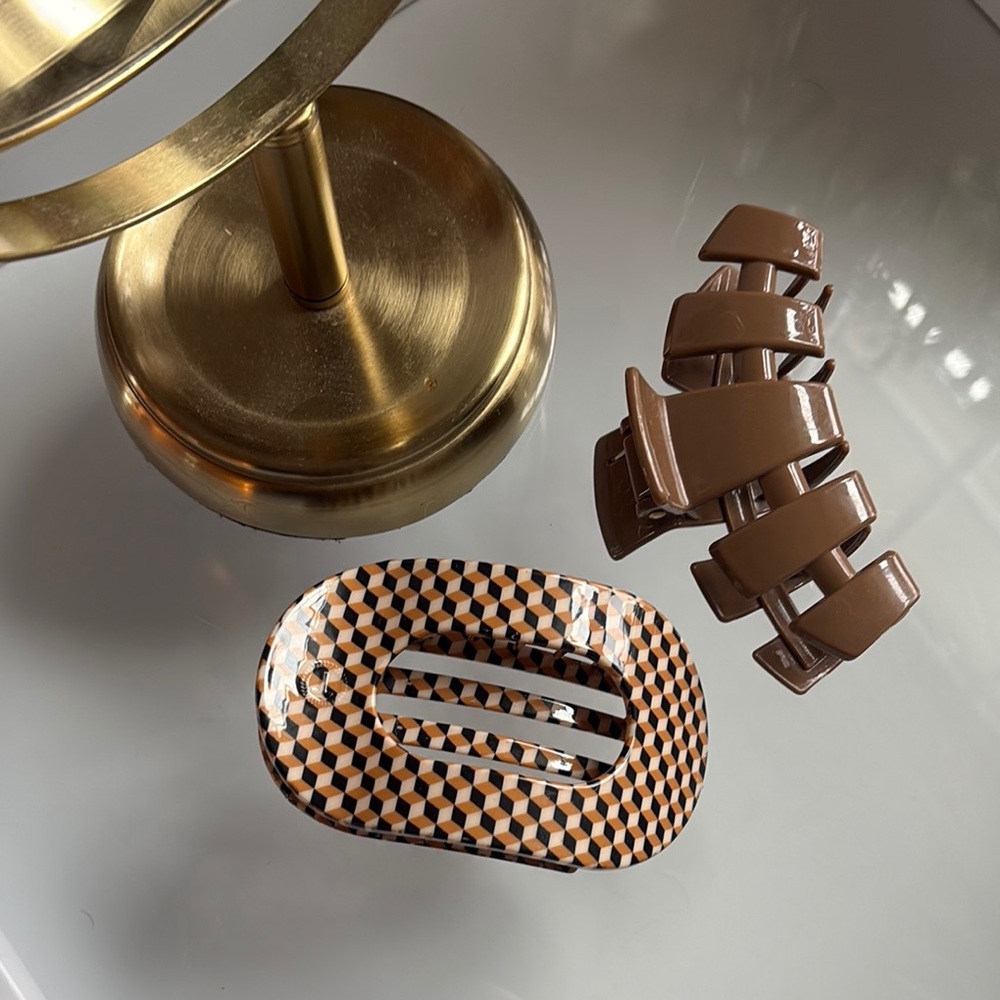 TELETIES Coffee and Geometric Hair Clips